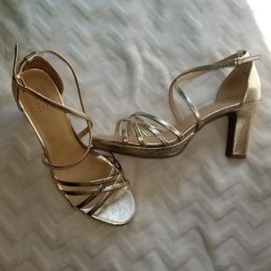 Naturalizer Strappy Gold Heel